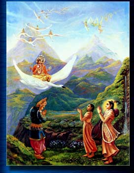 King Priyavrata meets Lord Brahma. Srimad Bhagavatam 4th Canto.  Image opyright: The Bhaktivedanta Book Trust -- www.Krishna.com